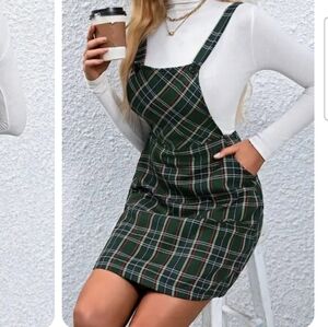 Plaid pinafore dress